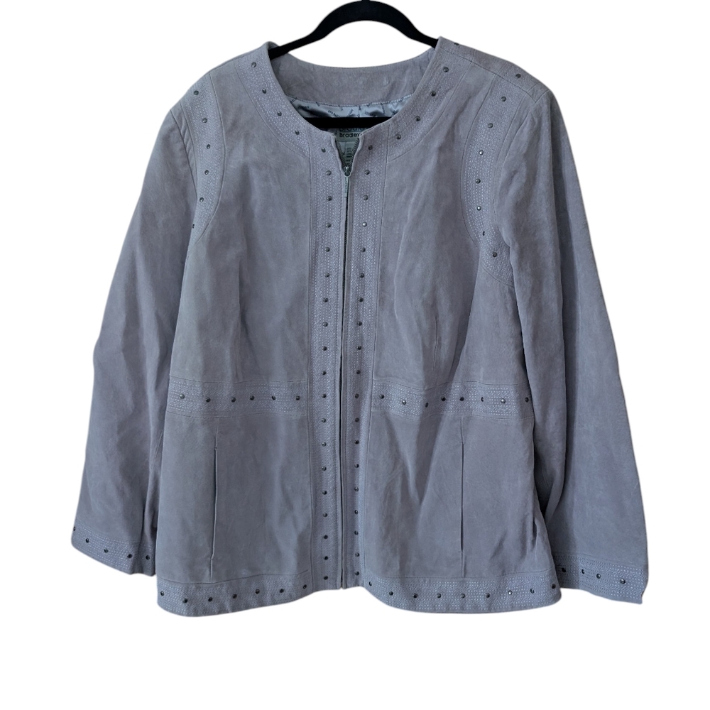 Bradley Bayou Light Purple Lavender Studded Zip Up Suede Jacket Coat Size 2X
